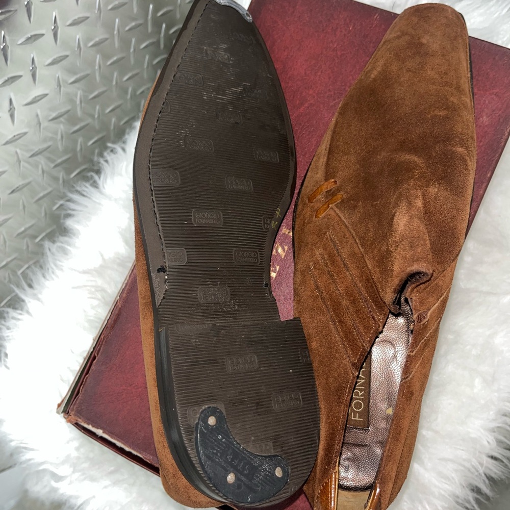 Giorgio Fornasiero Men’s Brown Suede SquareToe Dress Church Shoes Size 10 - Picture 2 of 6